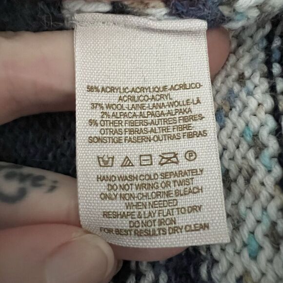 Free People Women's Yesterday's Smile Fair Isle Cardigan Size S Blue Alpaca - Picture 3 of 10